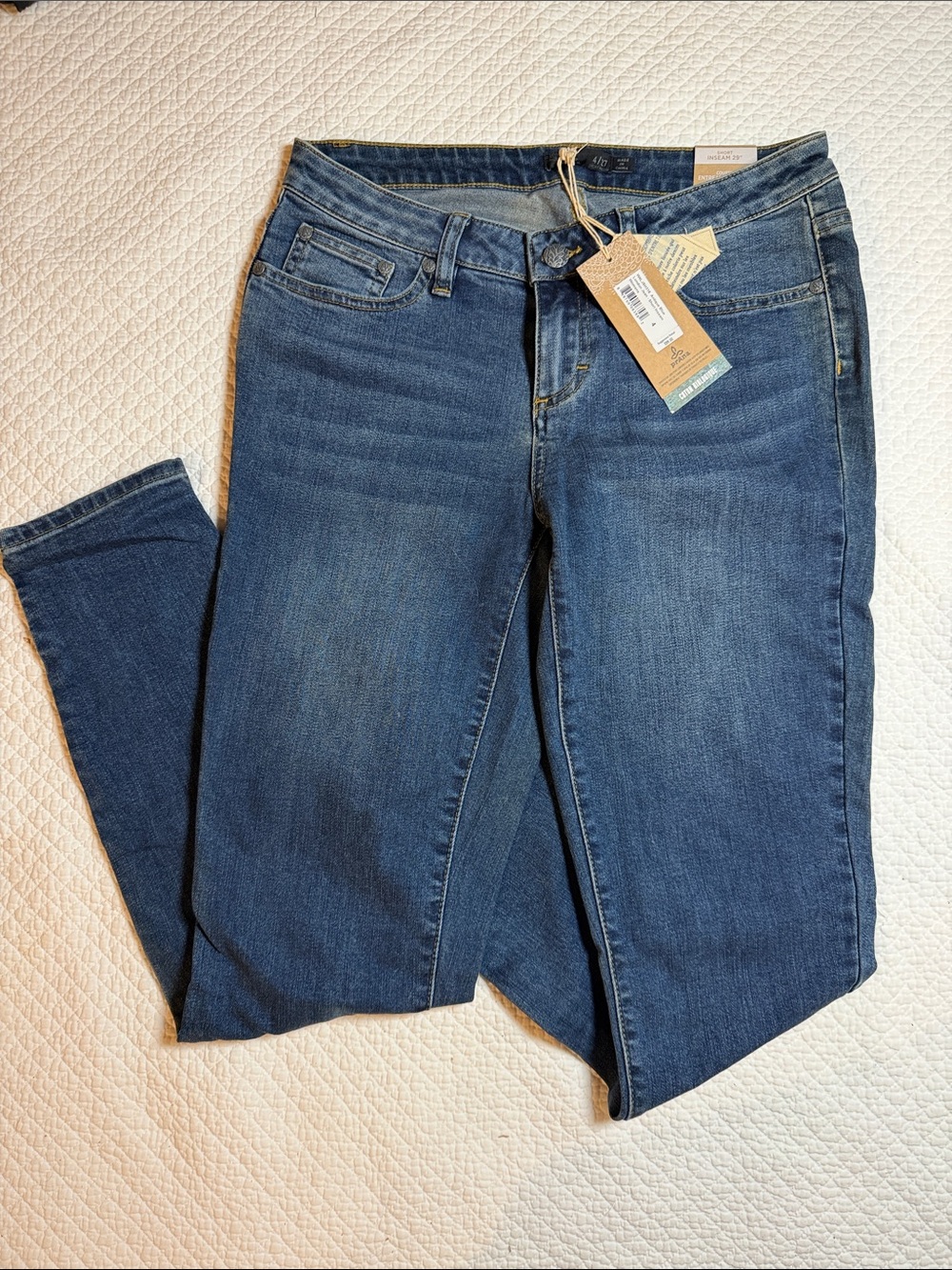 Prana Mid Rise Skinny Jeans in Dark Blue Stretch Denim Size 4 27 Short NWT
